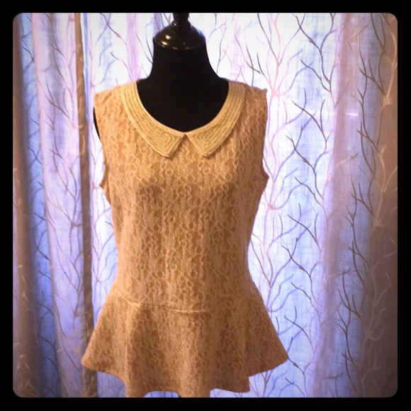 hinge Sleeveless Peplum Top - Picture 1 of 6